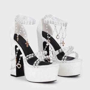 Dolls kill Holy revelation white platform heels